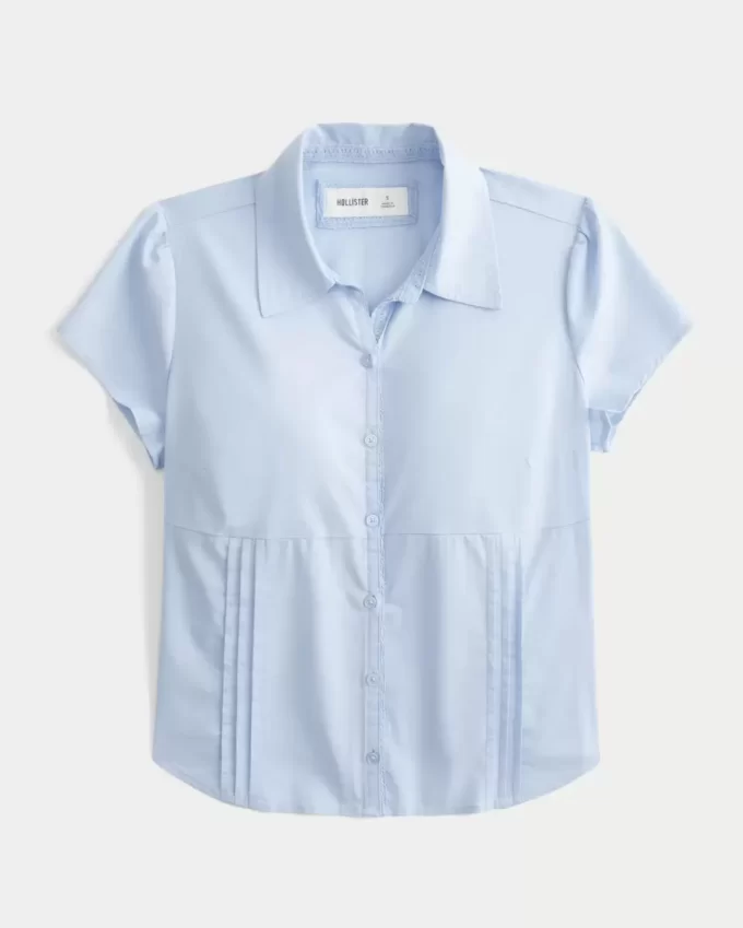 Lyhythihainen Stretch Poplin Button Through paita Lyhythihainen Stretch Poplin Button Through paita