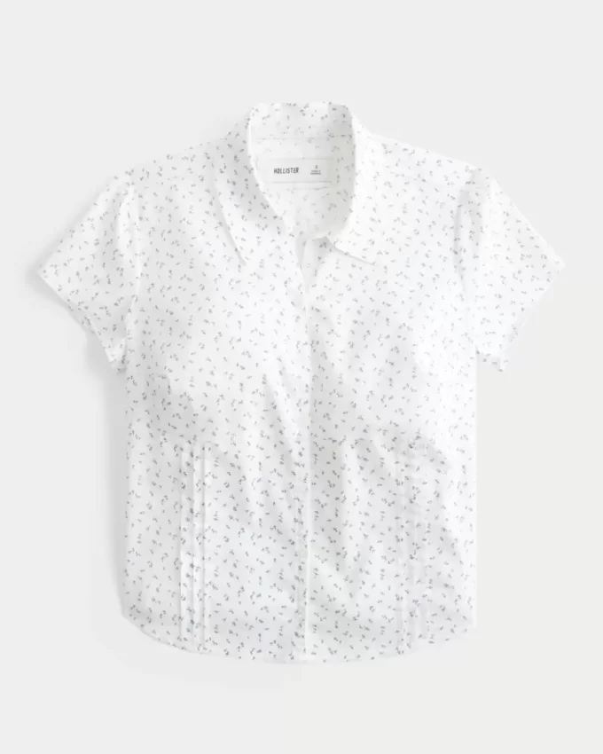 Lyhythihainen Stretch Poplin Button Through paita Lyhythihainen Stretch Poplin Button Through paita
