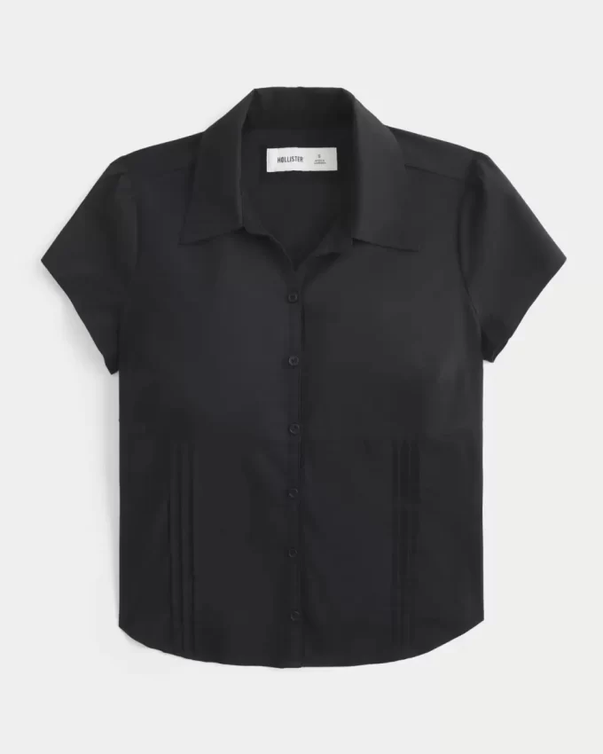 Lyhythihainen Stretch Poplin Button Through paita Lyhythihainen Stretch Poplin Button Through paita
