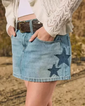 Matala, keskipestävä Star Applique Denim Mini Skort