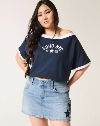 Matala, keskipestävä Star Applique Denim Mini Skort