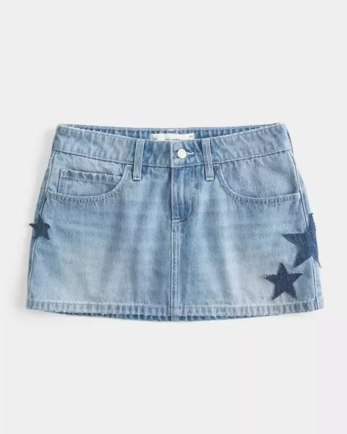 Matala, keskipestävä Star Applique Denim Mini Skort Matala, keskipestävä Star Applique Denim Mini Skort
