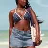 Matala, keskipesu lippu, brodeerattu denim miniskort Matala, keskipesu lippu, brodeerattu denim miniskort