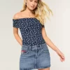 Matala, keskipesu lippu, brodeerattu denim miniskort Matala, keskipesu lippu, brodeerattu denim miniskort