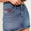 Matala, keskipesu lippu, brodeerattu denim miniskort Matala, keskipesu lippu, brodeerattu denim miniskort