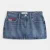 Matala, keskipesu lippu, brodeerattu denim miniskort Matala, keskipesu lippu, brodeerattu denim miniskort