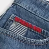 Matala, keskipesu lippu, brodeerattu denim miniskort Matala, keskipesu lippu, brodeerattu denim miniskort