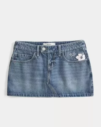 Matala kirjailtu Denim Mini Skort Matala kirjailtu Denim Mini Skort