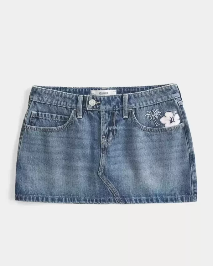 Matala kirjailtu Denim Mini Skort Matala kirjailtu Denim Mini Skort