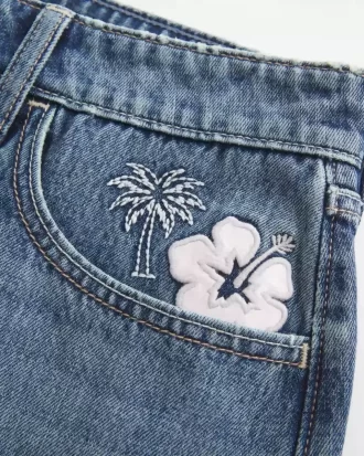 Matala kirjailtu Denim Mini Skort Matala kirjailtu Denim Mini Skort