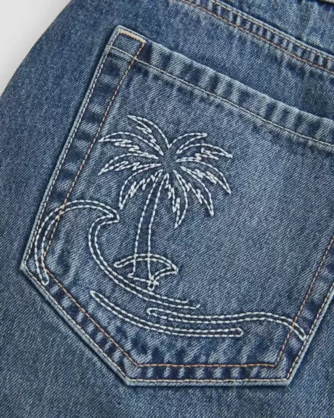 Matala kirjailtu Denim Mini Skort Matala kirjailtu Denim Mini Skort