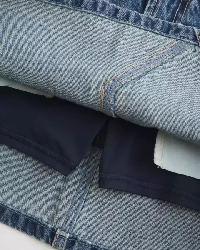 Matala kirjailtu Denim Mini Skort Matala kirjailtu Denim Mini Skort