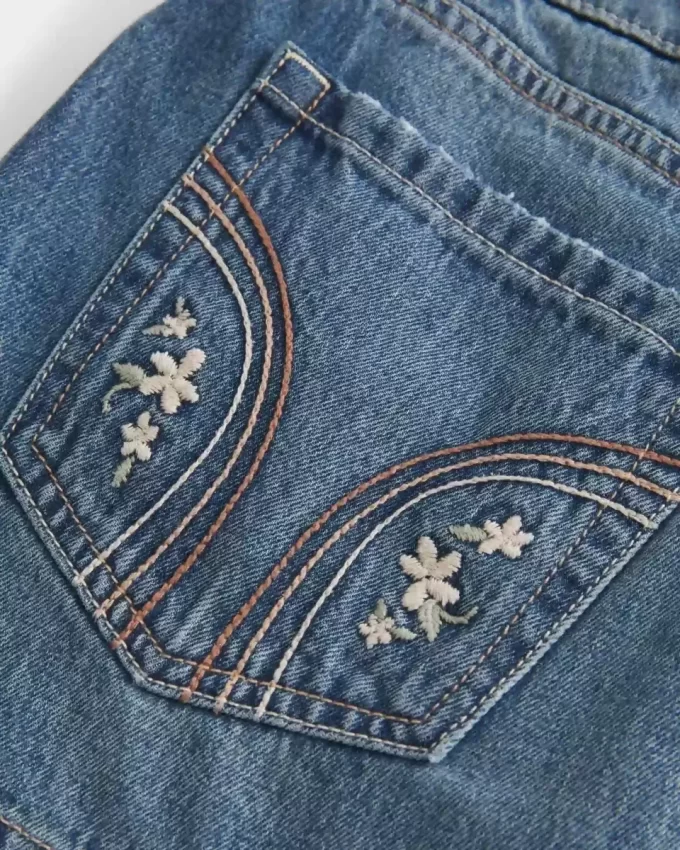 Matala kirjailtu Denim Mini Skort Matala kirjailtu Denim Mini Skort