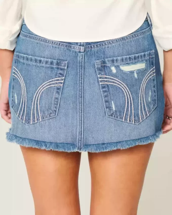 Matala revitty tumma pesu Denim Mini Skort Matala revitty tumma pesu Denim Mini Skort
