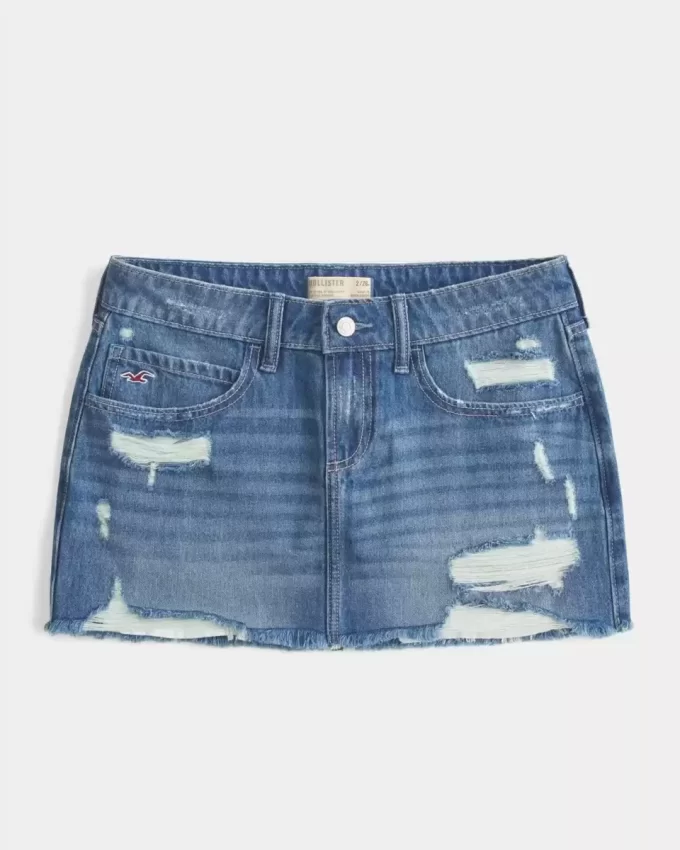 Matala revitty tumma pesu Denim Mini Skort Matala revitty tumma pesu Denim Mini Skort