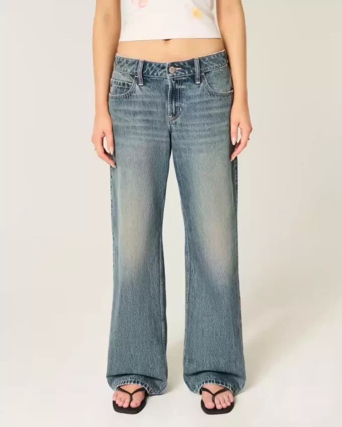 Matala, säädettävä vyötärö Medium Wash Baggy Farkut