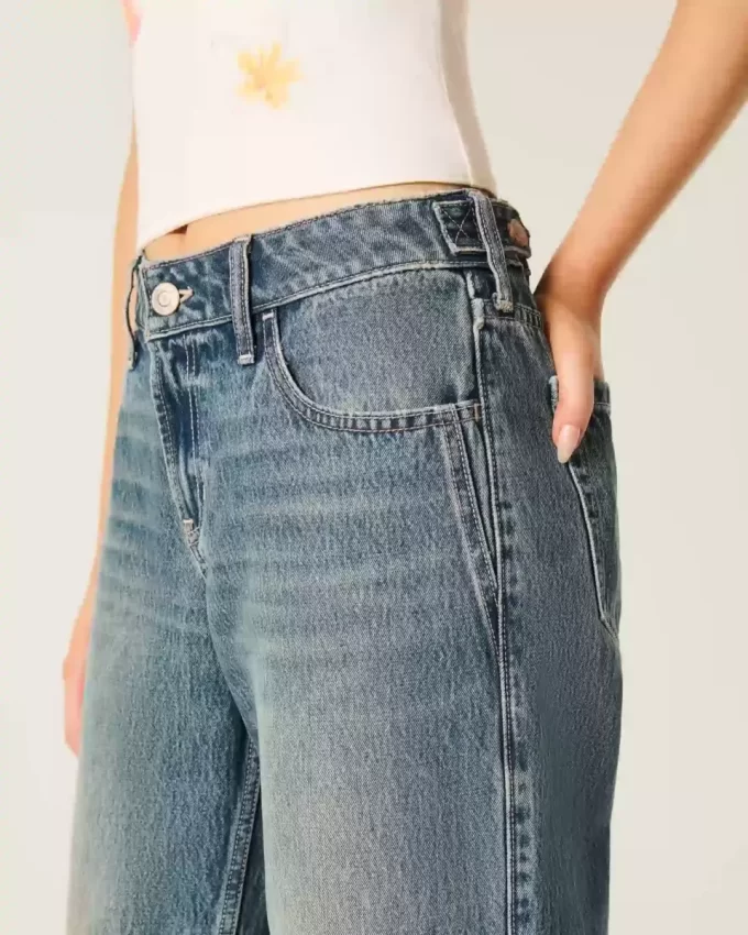 Matala, säädettävä vyötärö Medium Wash Baggy Farkut