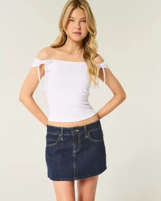 Matala tumma pesuruudullinen taskufarkkutasku Mini Skort