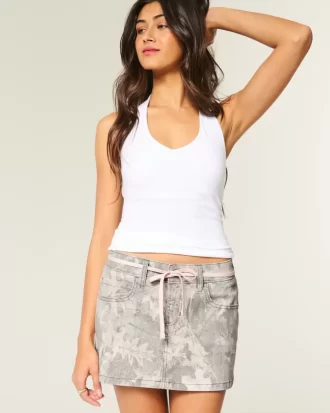 Matala vaaleanpunainen kengännauha Camo Mini Skort
