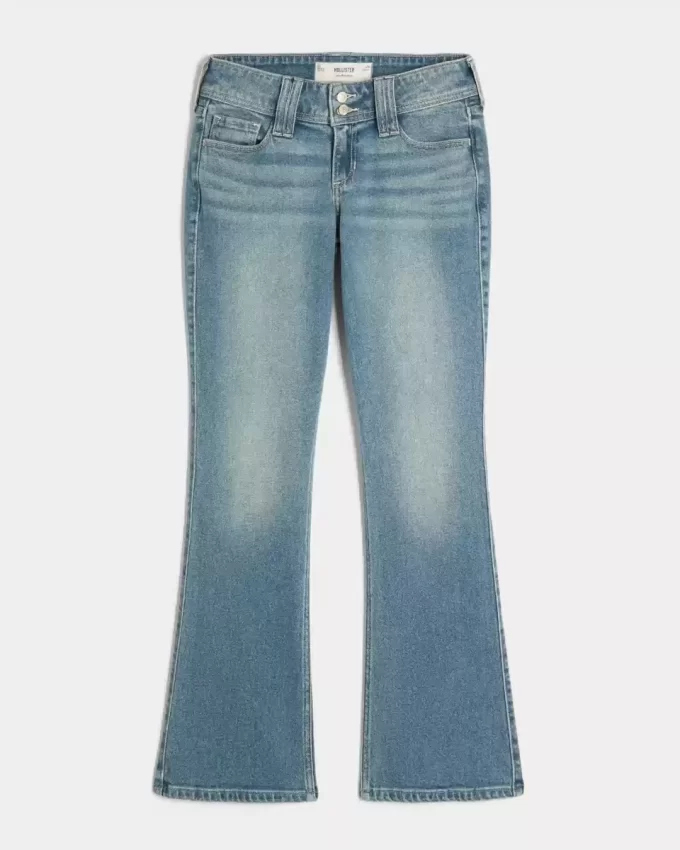 Matalakorkea keskipesu brodeerattu kukkainen bootcut farkut Matalakorkea keskipesu brodeerattu kukkainen bootcut farkut