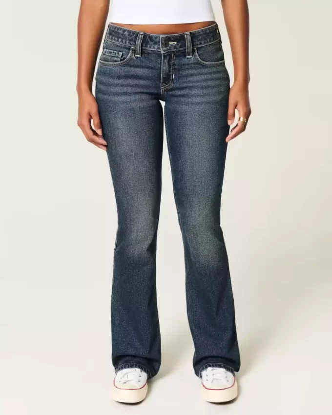 Matalat Dark Wash brodeeratut bootcut farkut