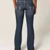Matalat Dark Wash brodeeratut bootcut farkut