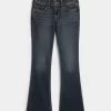 Matalat Dark Wash brodeeratut bootcut farkut