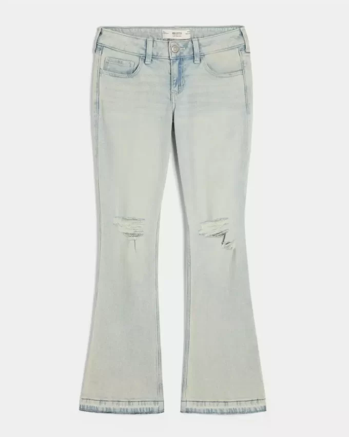 Matalat, revityt, kevyet pestävät bootcut-farkut Matalat, revityt, kevyet pestävät bootcut-farkut