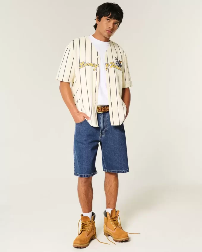 Medium Wash Baggy Denim shortsit