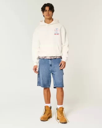 Medium Wash Baggy Painter Denim shortsit