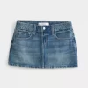 Medium Wash Brodeerattu Denim Mini Skort