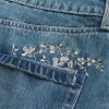 Medium Wash Brodeerattu Denim Mini Skort