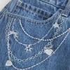 Medium Wash brodeerattu ketju Denim Mini Skort