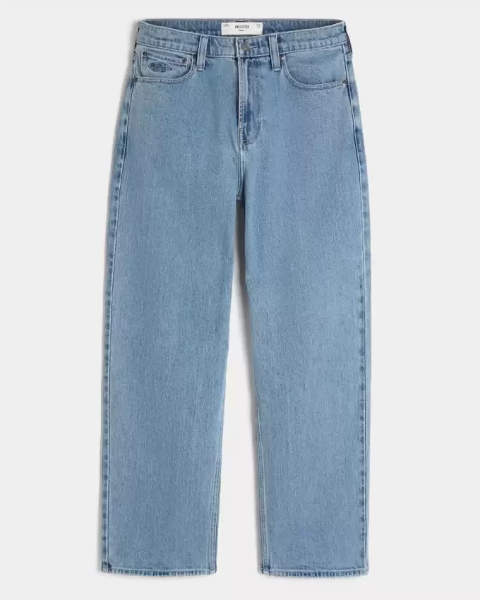 Medium Wash Brodeeratut Baggy Farkut