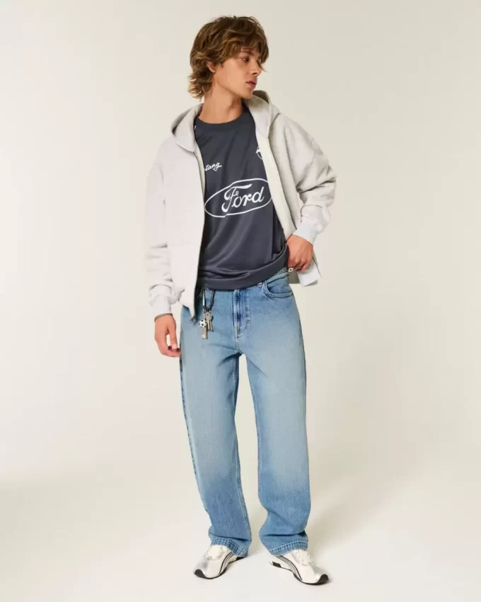 Medium Wash Eagle Graphic Baggy Farkut Medium Wash Eagle Graphic Baggy Farkut
