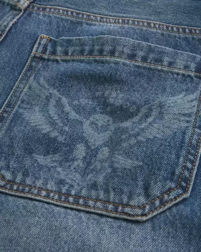 Medium Wash Eagle Graphic Skater Baggy Farkut Medium Wash Eagle Graphic Skater Baggy Farkut