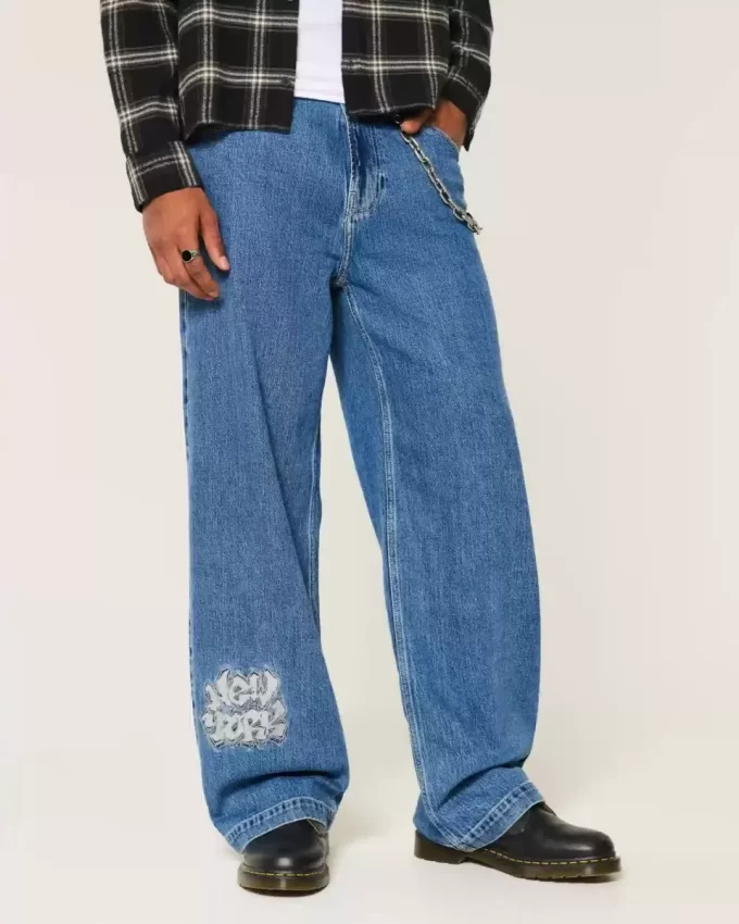 Medium Wash NYC Graphic Super Baggy Farkut Medium Wash NYC Graphic Super Baggy Farkut