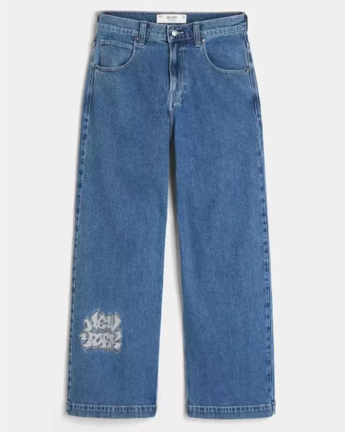 Medium Wash NYC Graphic Super Baggy Farkut Medium Wash NYC Graphic Super Baggy Farkut