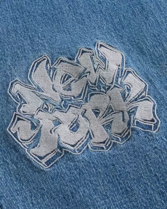 Medium Wash NYC Graphic Super Baggy Farkut Medium Wash NYC Graphic Super Baggy Farkut