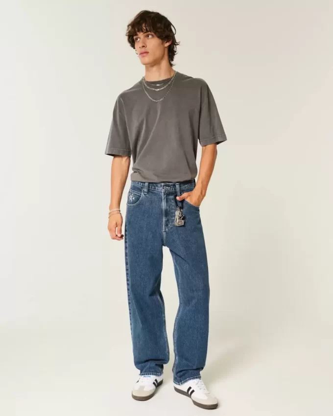 Medium Wash Star Graphic Skater Baggy Farkut Medium Wash Star Graphic Skater Baggy Farkut