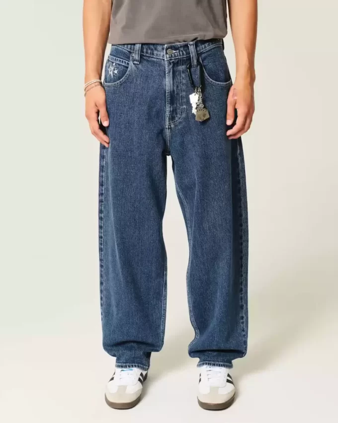 Medium Wash Star Graphic Skater Baggy Farkut Medium Wash Star Graphic Skater Baggy Farkut