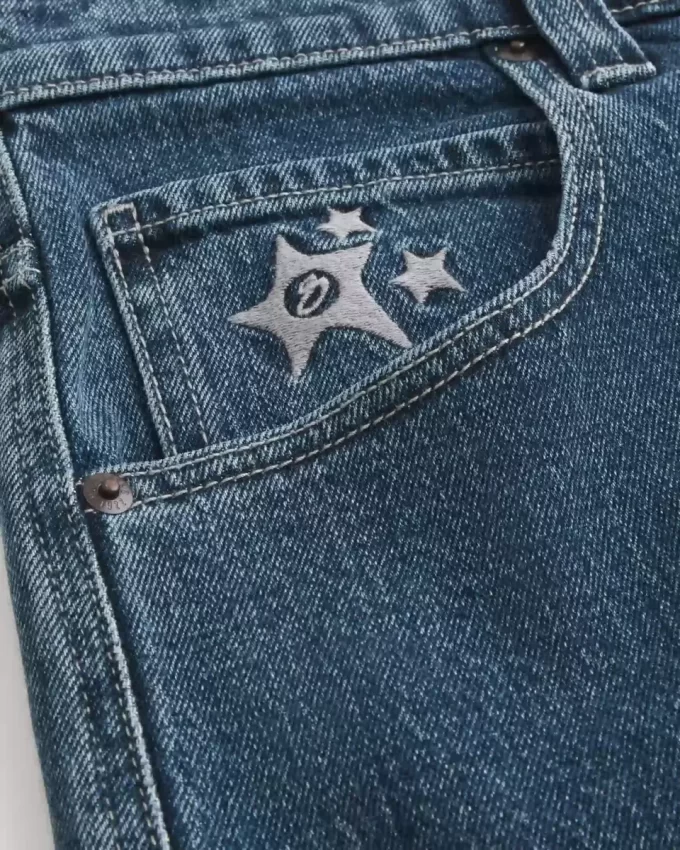 Medium Wash Star Graphic Skater Baggy Farkut Medium Wash Star Graphic Skater Baggy Farkut