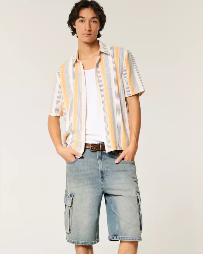 Medium Wash Super Baggy Denim Cargo Shortsit