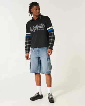 Medium Wash Super Baggy Denim Cargo Shortsit