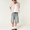 Medium Wash Super Baggy Denim Cargo Shortsit
