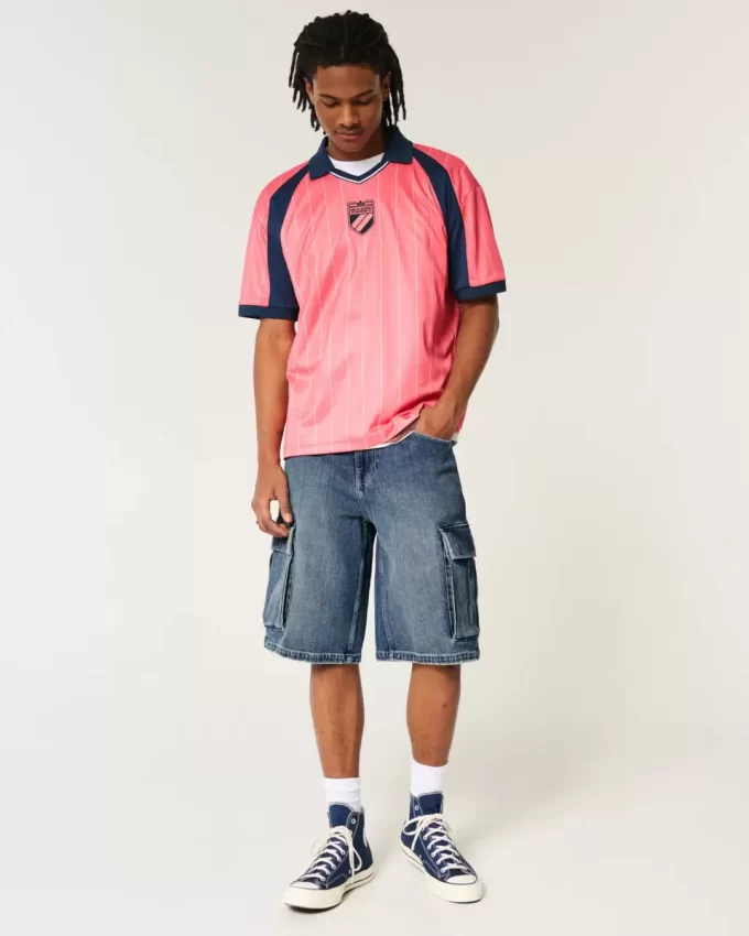 Medium Wash Super Baggy Denim Cargo Shortsit