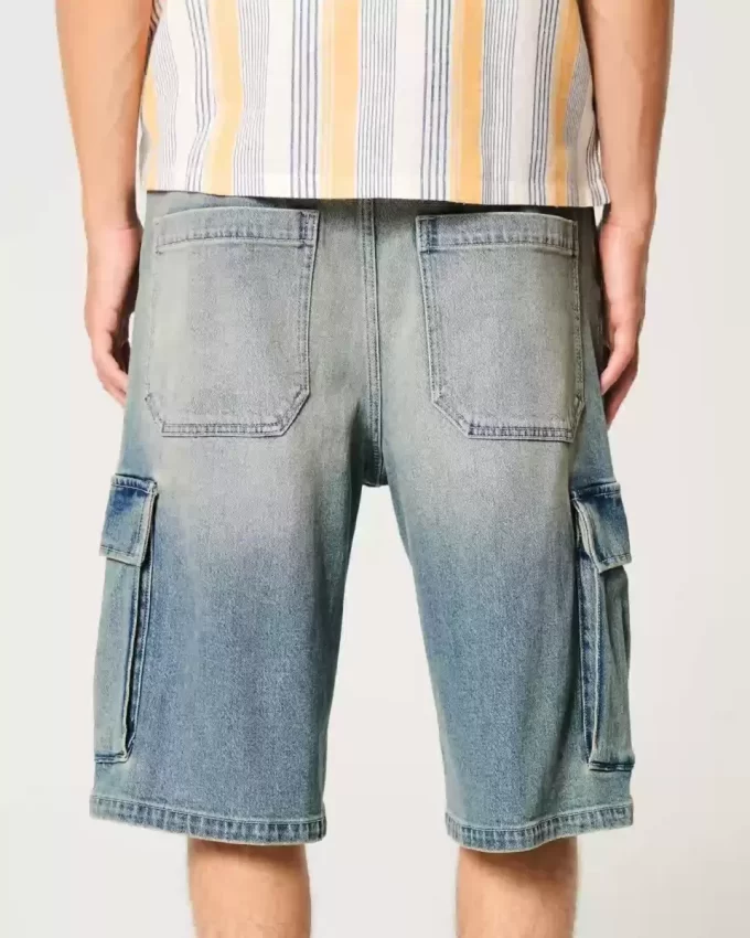 Medium Wash Super Baggy Denim Cargo Shortsit