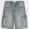 Medium Wash Super Baggy Denim Cargo Shortsit