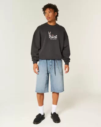 Medium Wash Super Baggy Denim shortsit