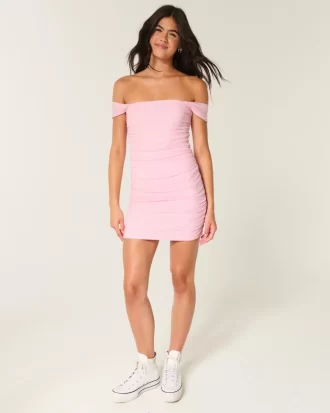 Mesh off-the-shoulder Bodycon-mekko
